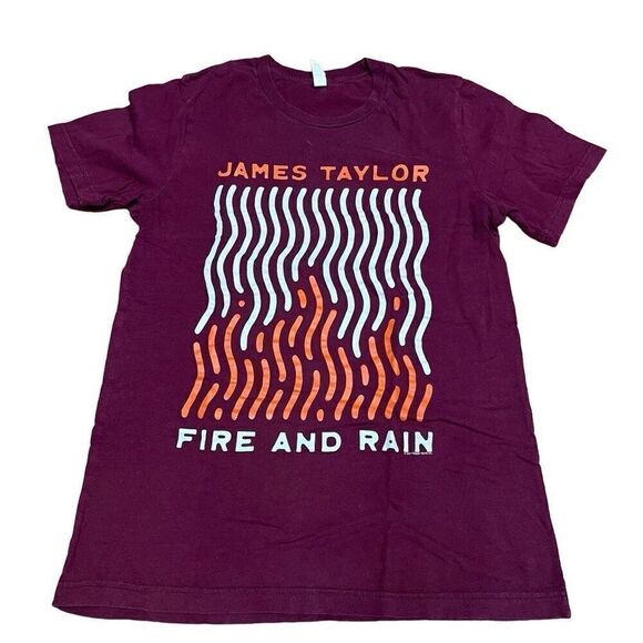 Canvas Bella+Canvas Mens James Taylor Fire & Rain Short Sleeve T-Shirt Medium - Picture 2 of 10